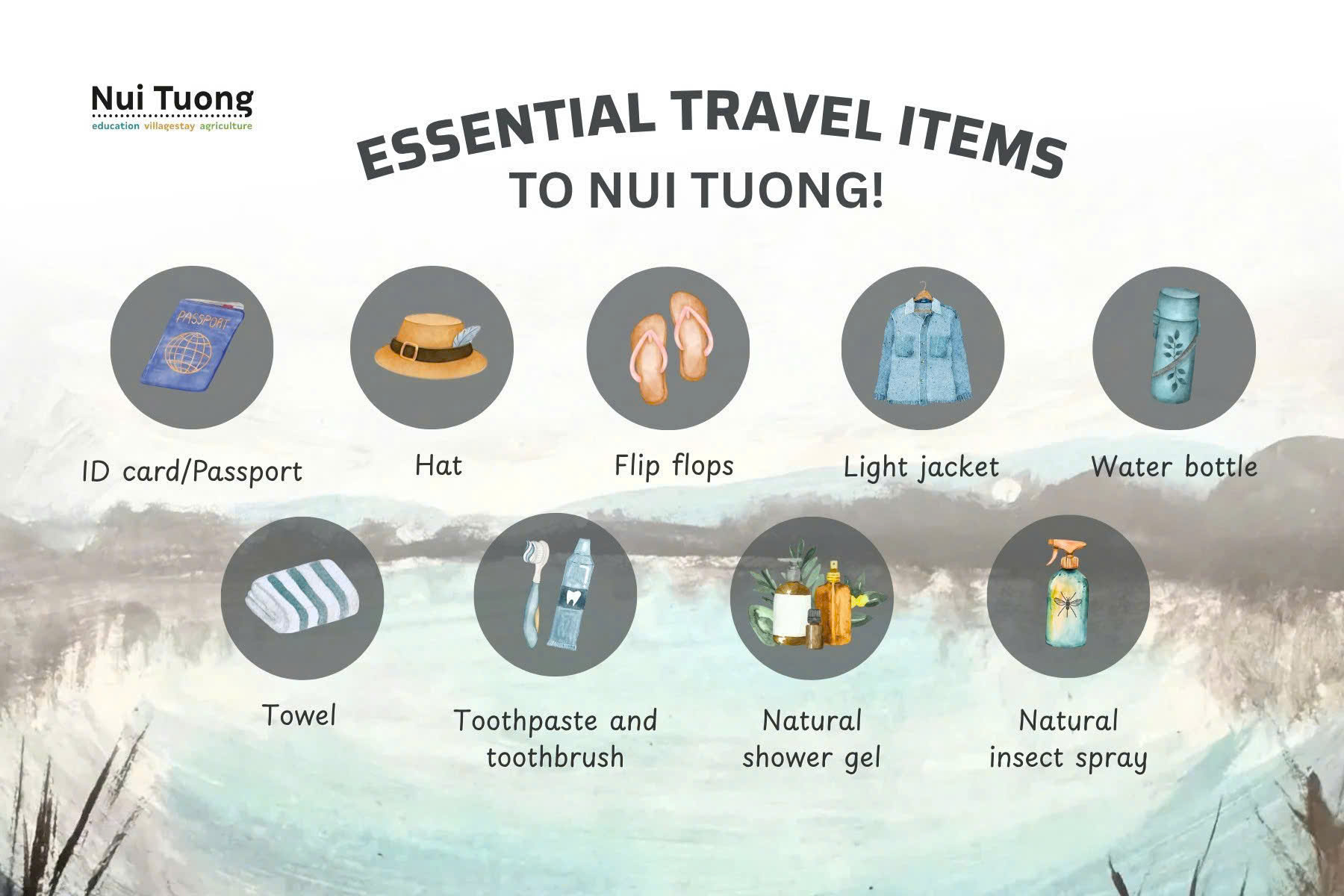 Local produce and zero-waste set-up at Núi Tượng