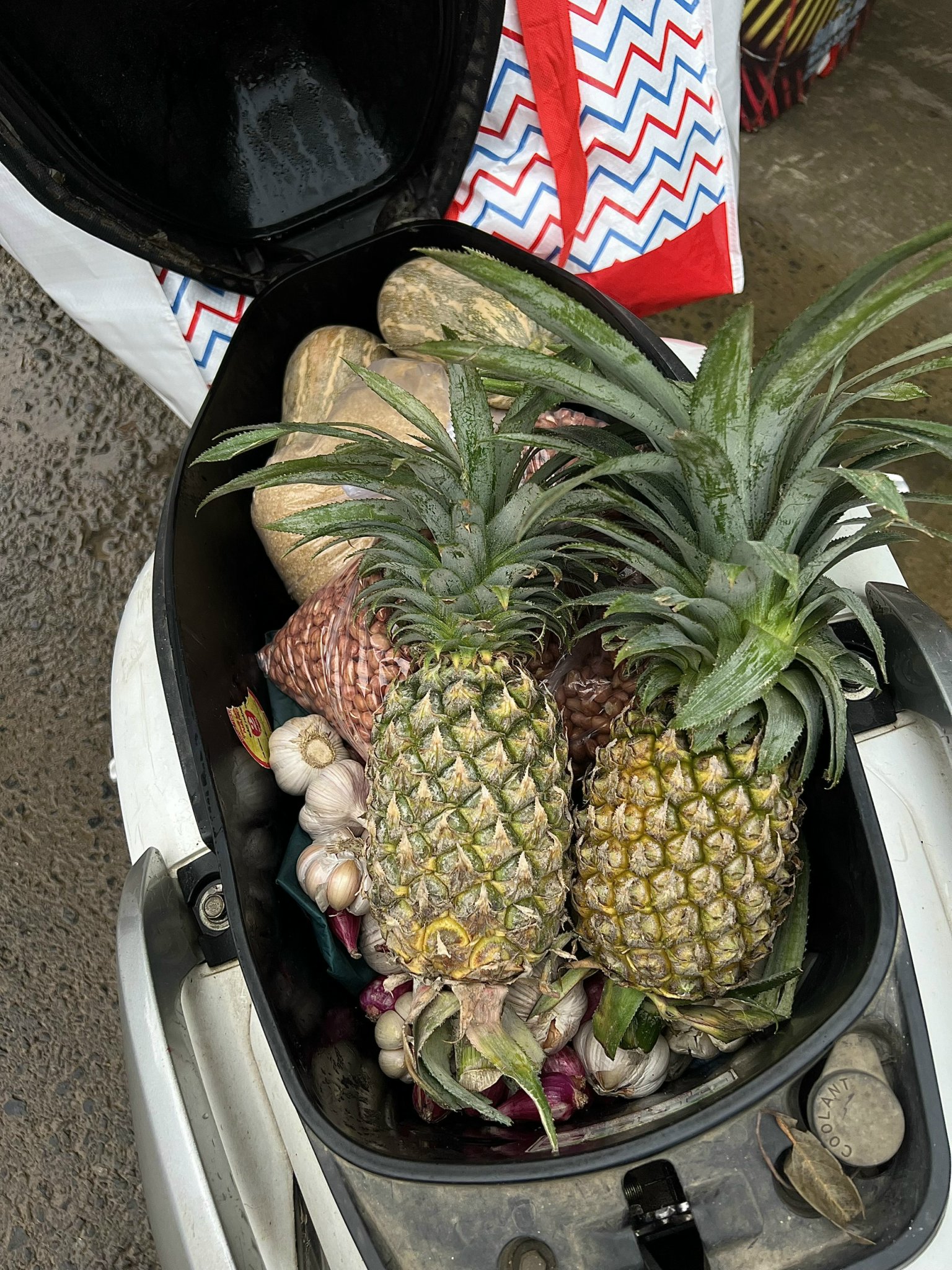 Reusable baskets and local produce at Nui Tuong